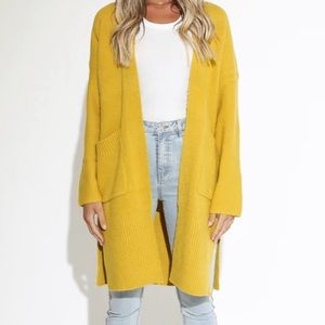 Anthropologie Golden Yellow Open-Front Cardigan